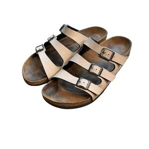 Birkenstock Florida Triple Strap Sandals EU 41 Narrow US W 10 Taupe S3